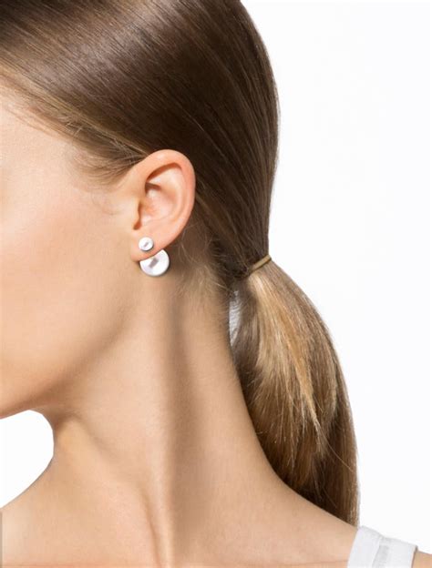 dior double earrings|christian mise en dior tribal double pearl.